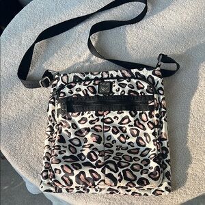 Brighton Animal Print Crossbody Bag with Black Trim